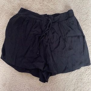 Black Lace-Up Shorts